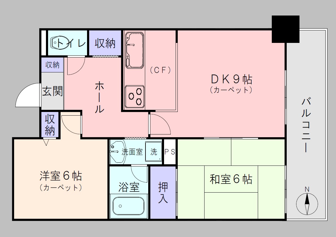 小松川パークマンション601号室・間取図